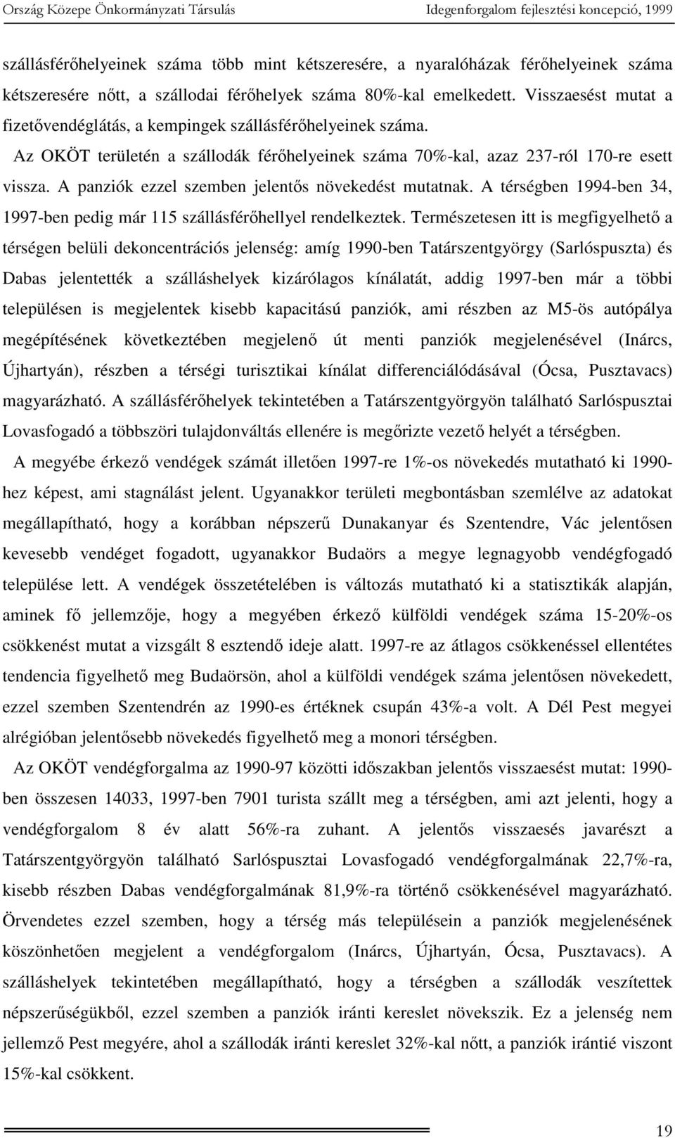 A panziók ezzel szemben jelentős növekedést mutatnak. A térségben 1994-ben 34, 1997-ben pedig már 115 szállásférőhellyel rendelkeztek.