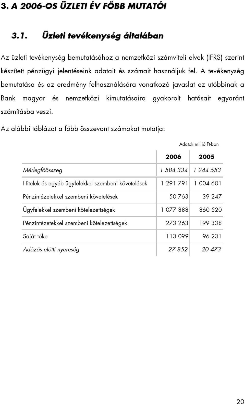 A tevékenység bemutatása és az eredmény felhasználására vonatkozó javaslat ez utóbbinak a Bank magyar és nemzetközi kimutatásaira gyakorolt hatásait egyaránt számításba veszi.