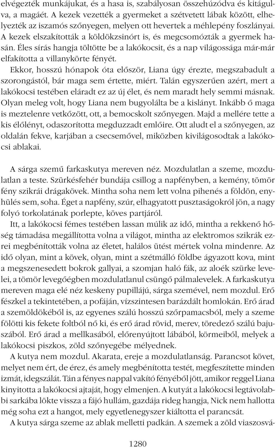 A kezek elszakították a köldökzsinórt is, és megcsomózták a gyermek hasán. Éles sírás hangja töltötte be a lakókocsit, és a nap világossága már-már elfakította a villanykörte fényét.