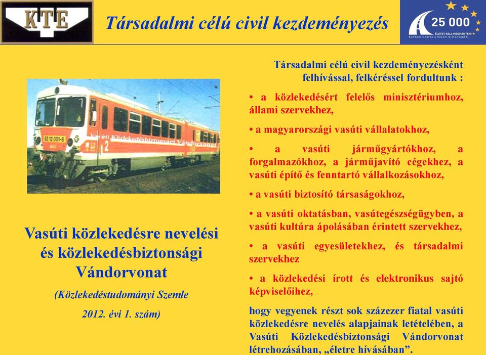 közlekedésbiztonsági Vándorvonat (Közlekedéstudományi Szemle 2012. évi 1.