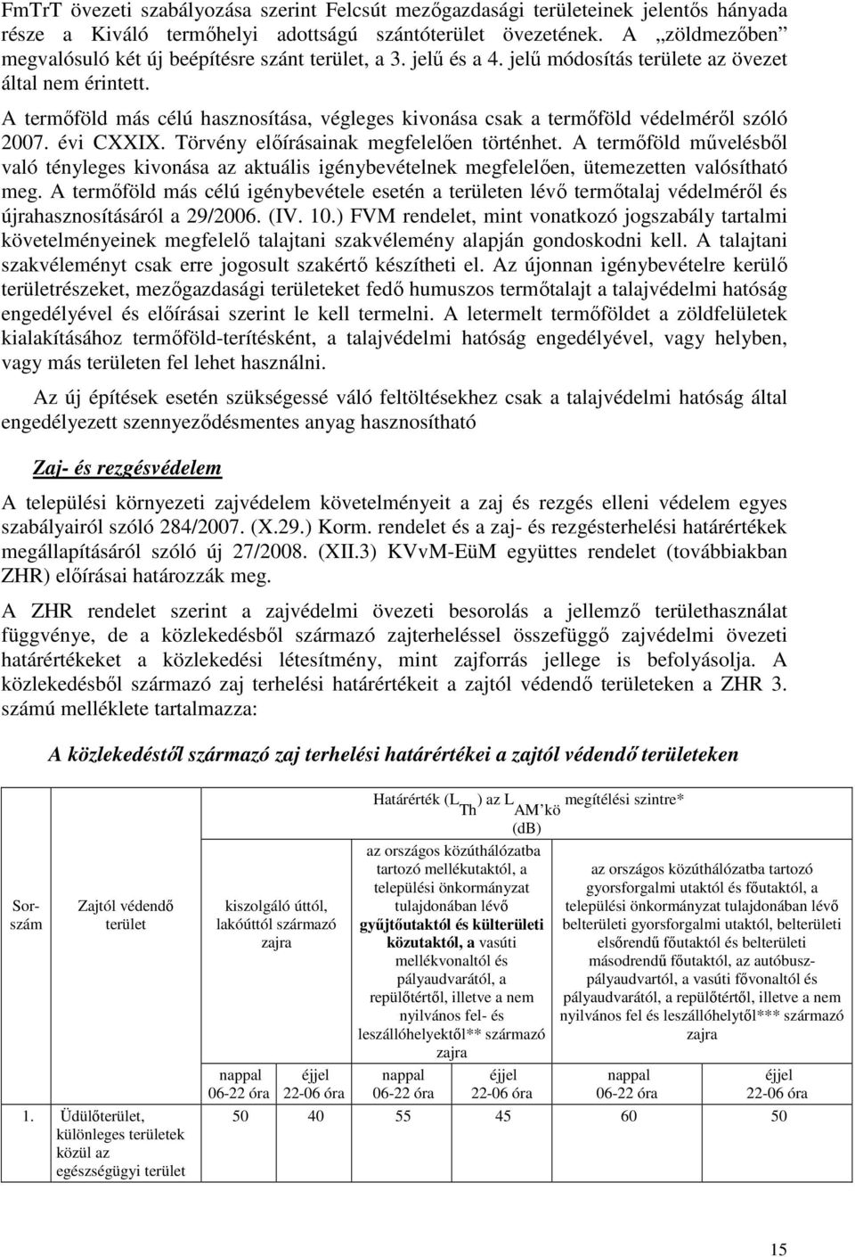 A termőföld más célú hasznosítása, végleges kivonása csak a termőföld védelméről szóló 2007. évi CXXIX. Törvény előírásainak megfelelően történhet.