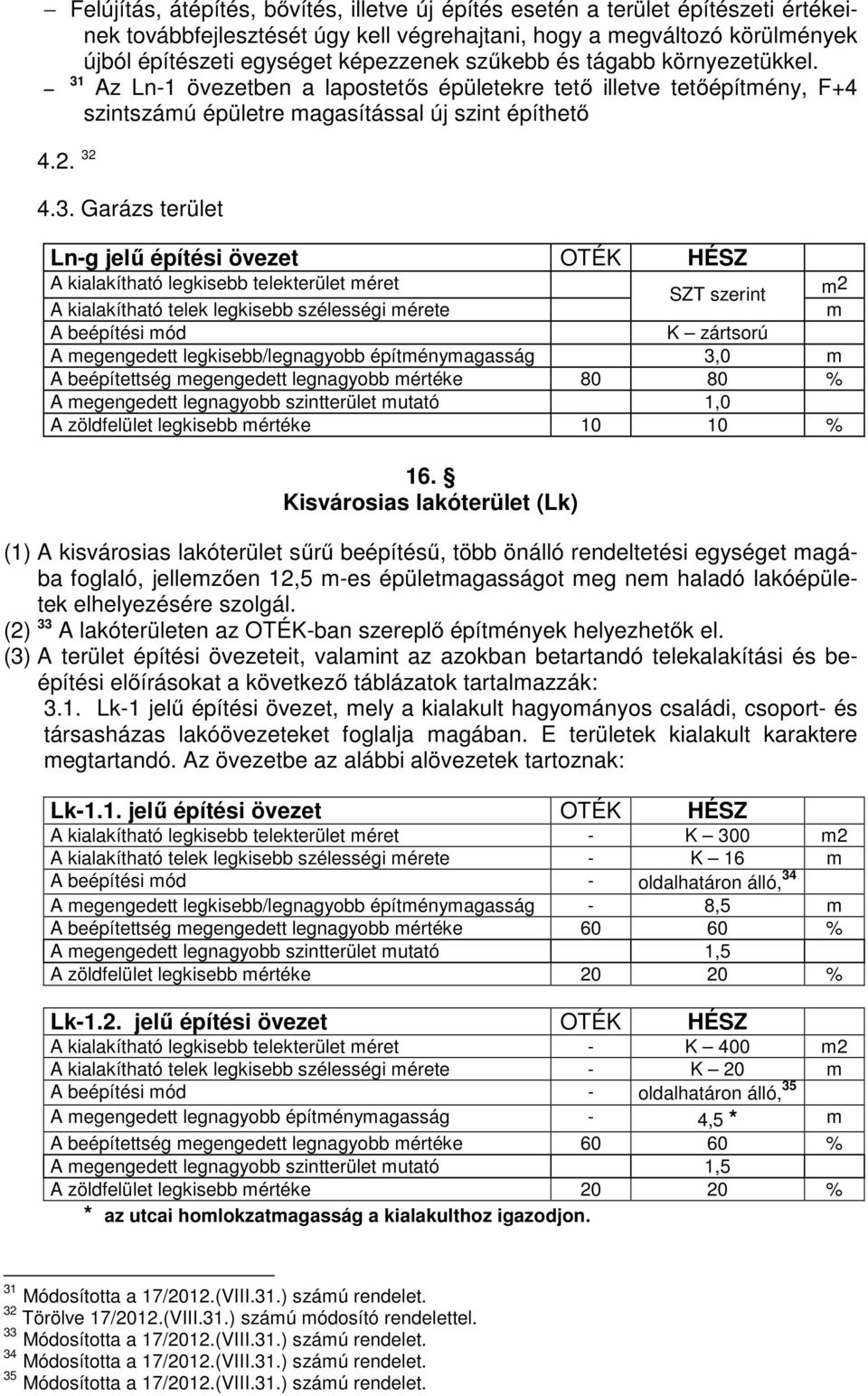 Az Ln-1 övezetben a lapostetős épületekre tető illetve tetőépítmény, F+4 szintszámú épületre magasítással új szint építhető 4.2. 32