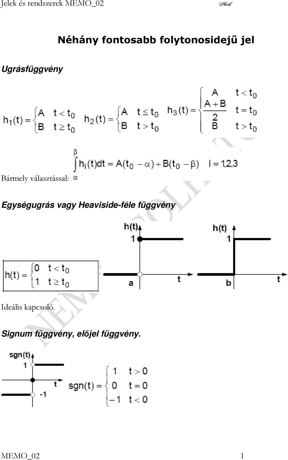 választással: Egységugrás vagy Heaviside-féle
