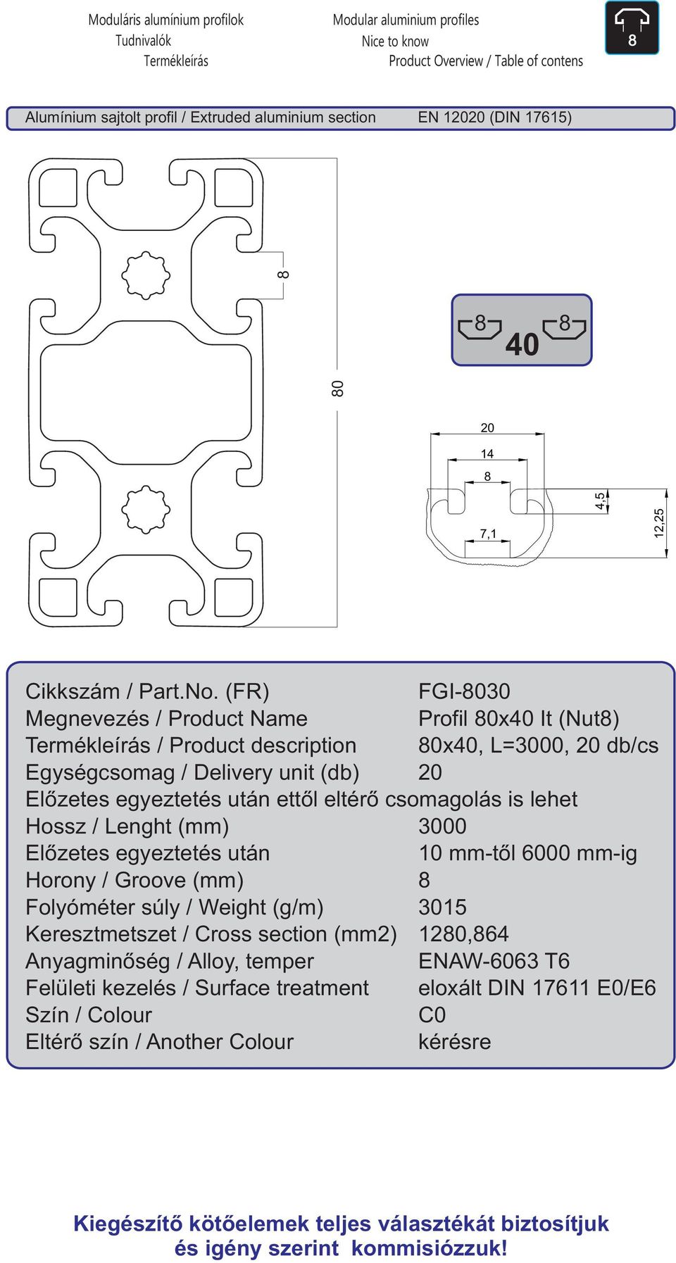 (FR) Megnevezés / Product Name Termékleírás / Product description Egységcsomag / Delivery unit (db) Előzetes egyeztetés után ettől eltérő csomagolás is lehet Hossz / Lenght (mm) Előzetes egyeztetés