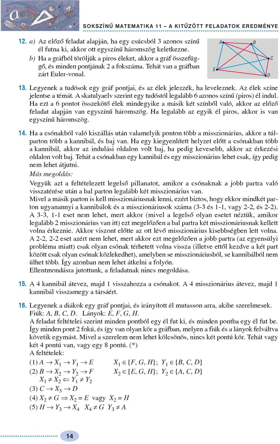 Legenek a tudósok eg gráf ontjai, és az élek jelezzék, ha leveleznek. Az élek színe jelentse a témát. A skatulaelv szerint eg tudóstól legalább azonos színû (iros) él indul.