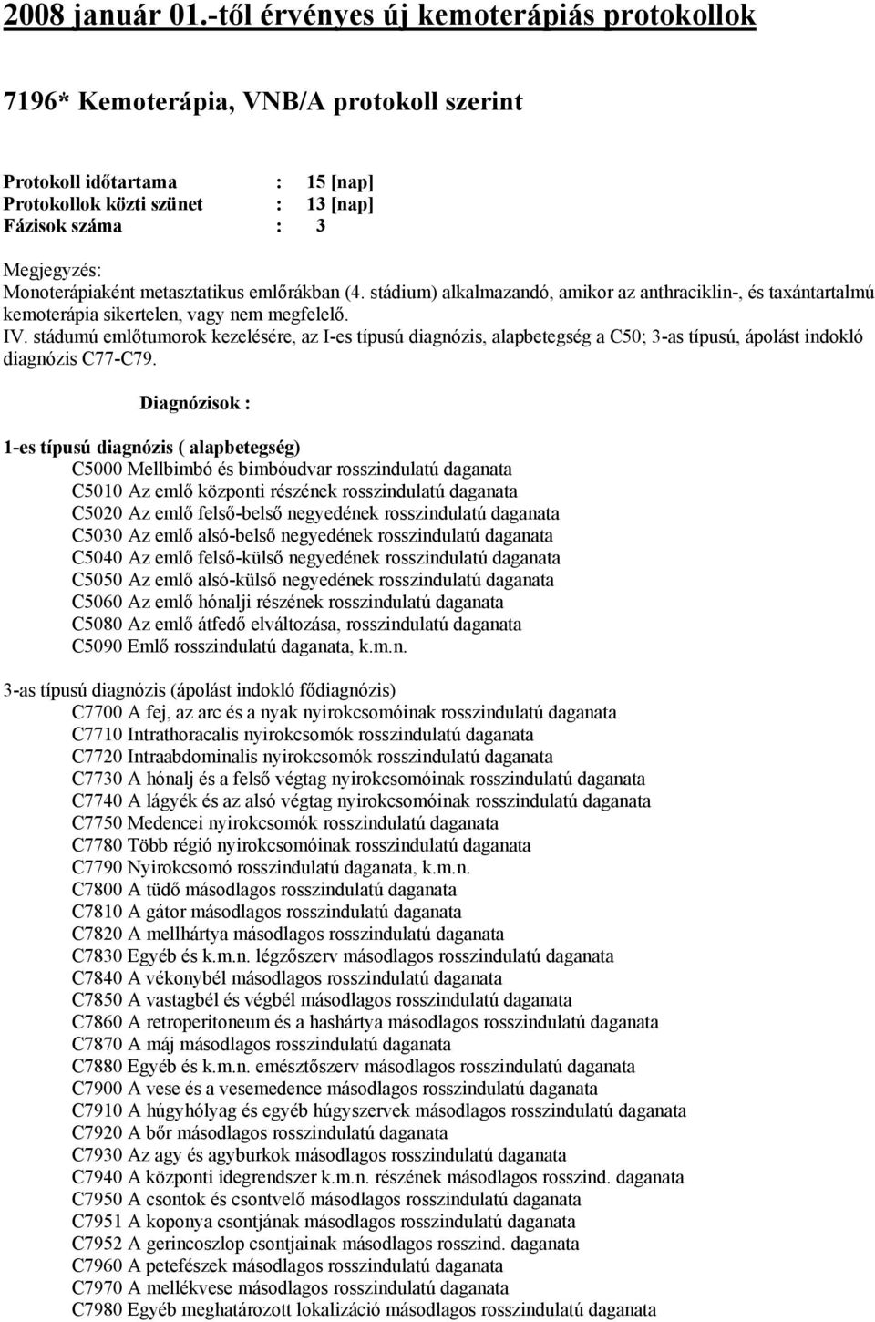 metasztatikus emlőrákban (4. stádium) alkalmazandó, amikor az anthraciklin-, és taxántartalmú kemoterápia sikertelen, vagy nem megfelelő. IV.