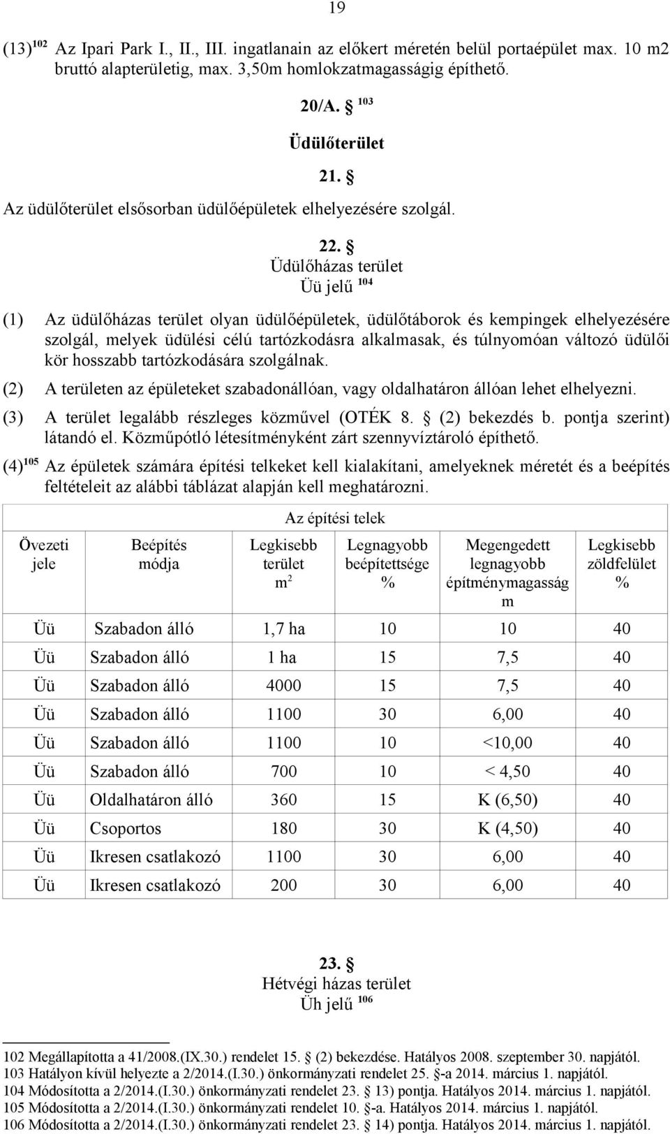 Üdülőházas terület Üü jelű 4 Az üdülőházas terület olyan üdülőépületek, üdülőtáborok és kempingek elhelyezésére szolgál, melyek üdülési célú tartózkodásra alkalmasak, és túlnyomóan változó üdülői kör