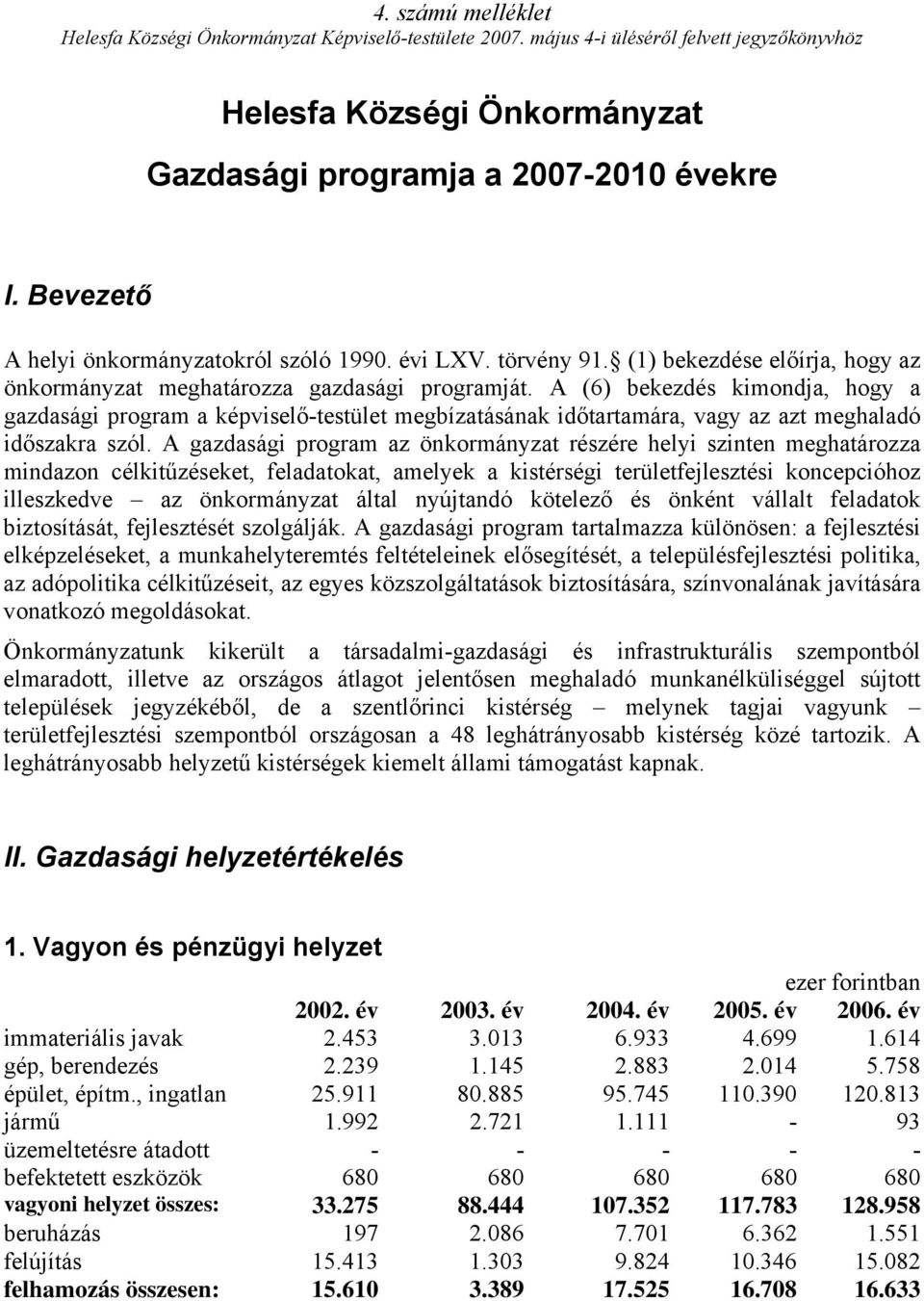 A (6) bekezdés kimondja, hogy a gazdasági program a képviselő-testület megbízatásának időtartamára, vagy az azt meghaladó időszakra szól.