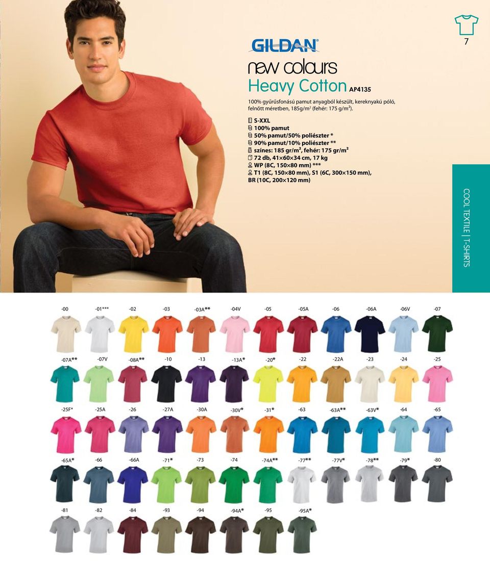 [ T1 (8C, 150 80 mm), S1 (6C, 300 150 mm), BR (10C, 200 120 mm) COOL TEXTILE T-SHIRTS -00-01*** -02-03 -03A** -04V A -06-06A -06V -07-07A** -07V -08A**