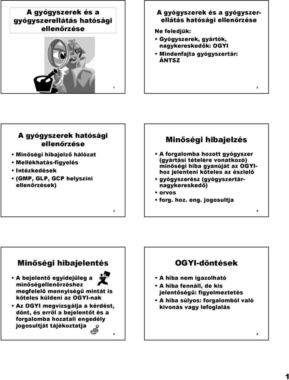 tételére vonatkozó) minségi hiba gyanúját az OGYIhoz jelenteni köteles az észlel gyógyszerész (gyógyszertárnagykeresked) orvos forg. hoz. eng.