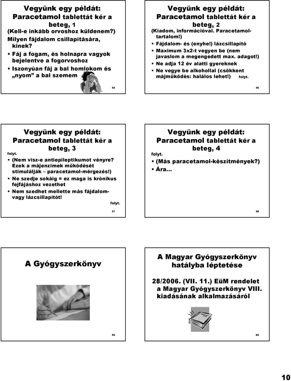 Paracetamoltartalom!) Fájdalom- és (enyhe!) lázcsillapító Maximum 3x2-t vegyen be (nem javaslom a megengedett max. adagot!