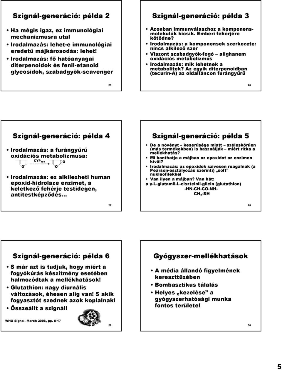 Irodalmazás: a komponensek szerkezete: nincs alkilez szer Viszont szabadgyök-fogó alighanem oxidációs metabolizmus Irodalmazás: mik lehetnek a metabolitek?