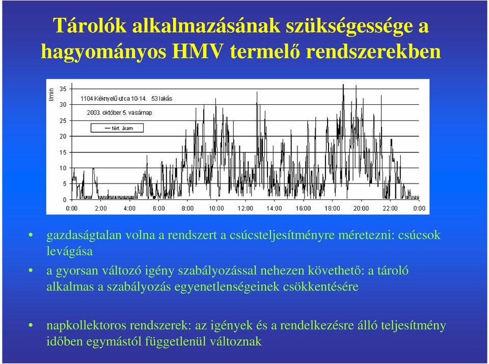 nehezen követhetı: a tároló alkalmas a szabályozás egyenetlenségeinek csökkentésére napkollektoros