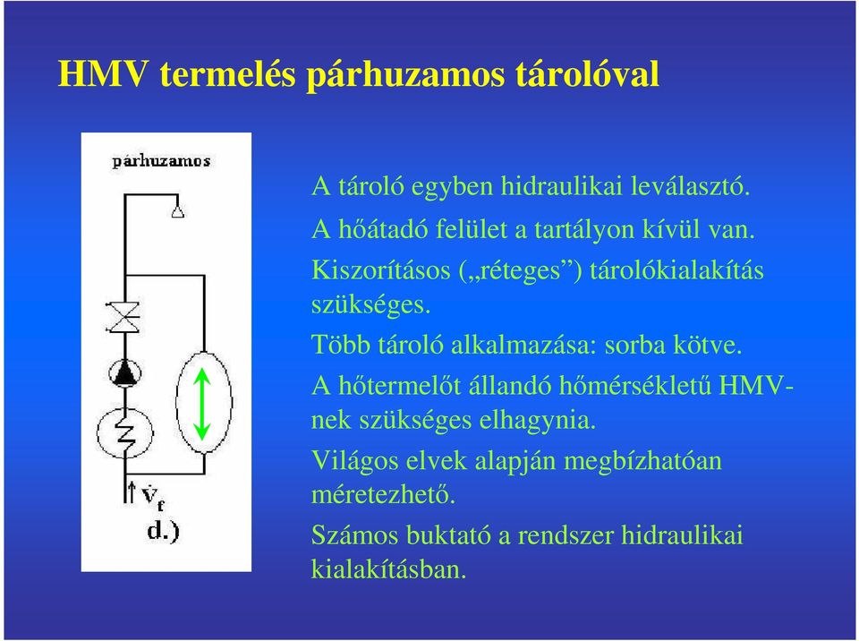 Kiszorításos ( réteges ) tárolókialakítás szükséges. Több tároló alkalmazása: sorba kötve.