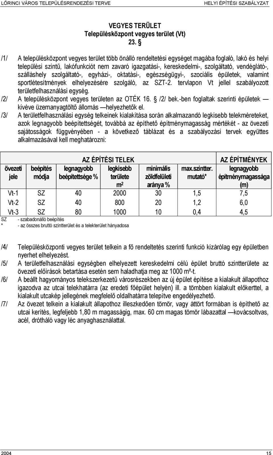 szálláshely szolgáltató-, egyházi-, oktatási-, egészségügyi-, szociális épületek, valamint sportlétesítmények elhelyezésére szolgáló, az SZT-2.