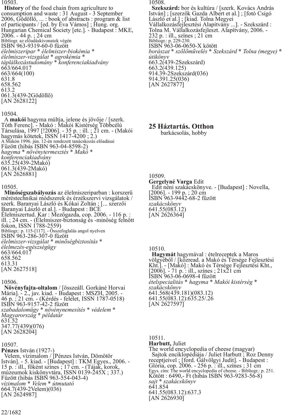 az elõadáskivonatok végén ISBN 963-9319-60-0 fûzött élelmiszeripar * élelmiszer-biokémia * élelmiszer-vizsgálat * agrokémia * táplálkozástudomány * konferenciakiadvány 663/664.017 663/664(100) 631.