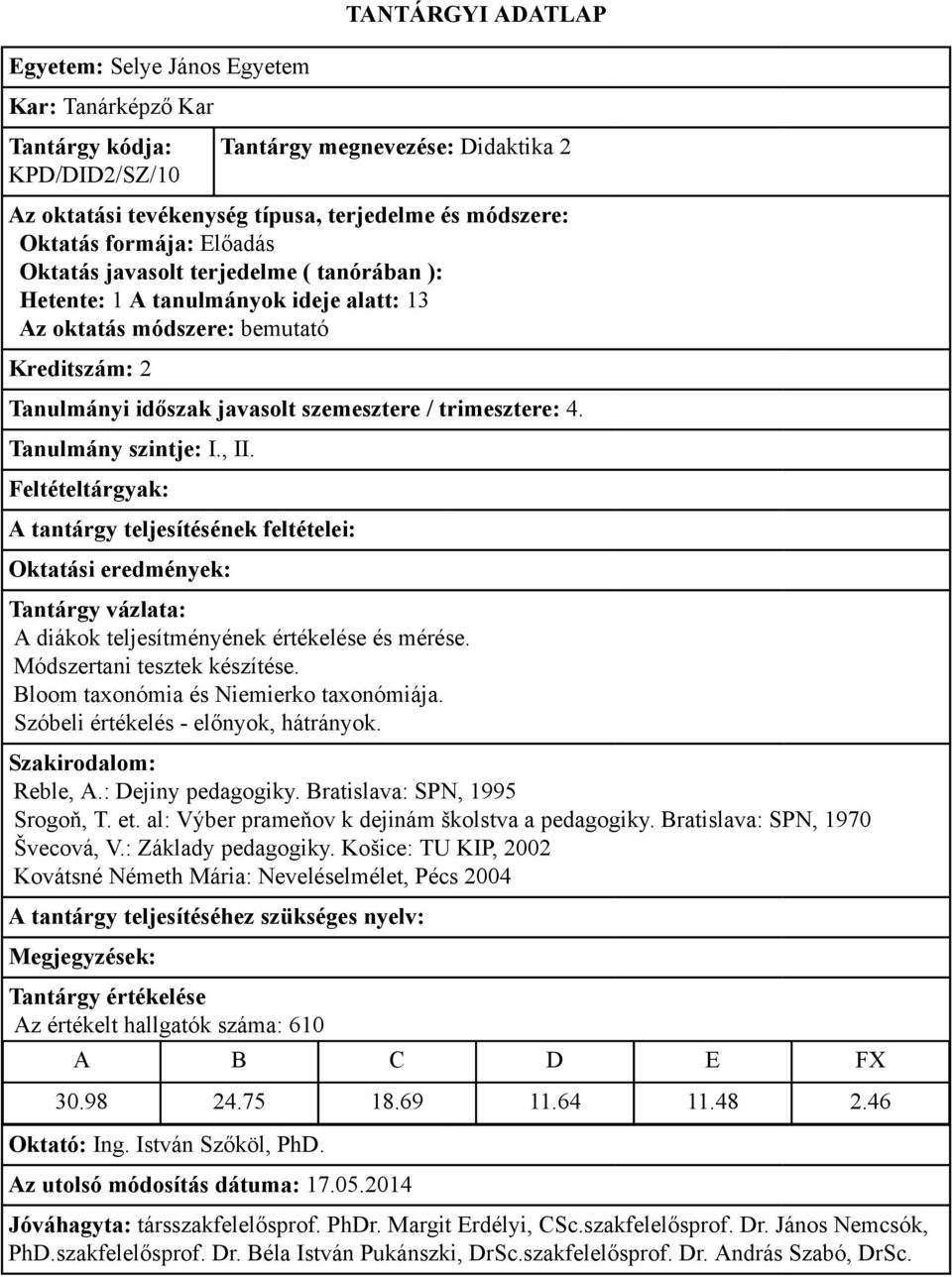 Reble, A.: Dejiny pedagogiky. Bratislava: SPN, 1995 Srogoň, T. et. al: Výber prameňov k dejinám školstva a pedagogiky. Bratislava: SPN, 1970 Švecová, V.: Základy pedagogiky.