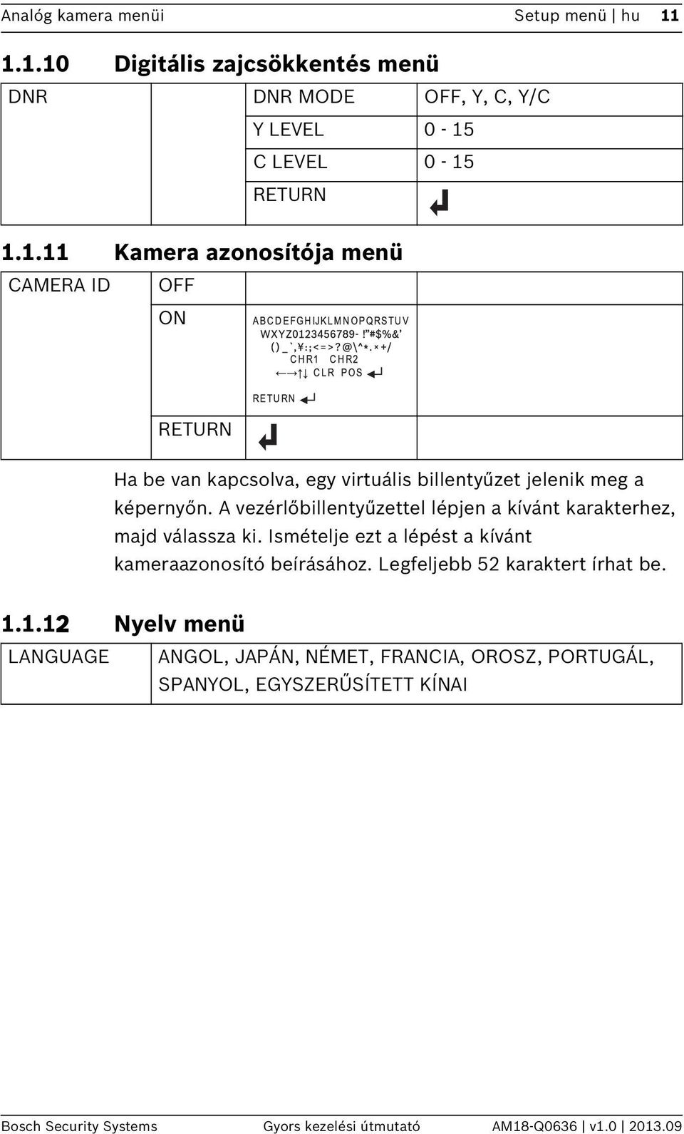 A vezérlőbillentyűzettel lépjen a kívánt karakterhez, majd válassza ki. Ismételje ezt a lépést a kívánt kameraazonosító beírásához.