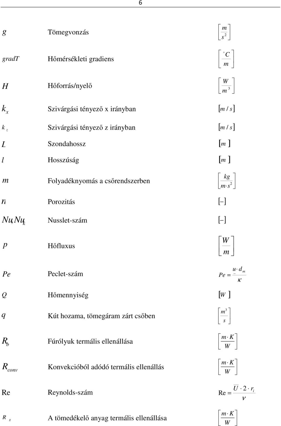 Nusslet-szám [ ] p W Hőfluxus m Pe Peclet-szám Q Hőmennyiség [ W ] m q Kút hozama, tömegáram zárt csőben 3 m K R b Fúrólyuk termális