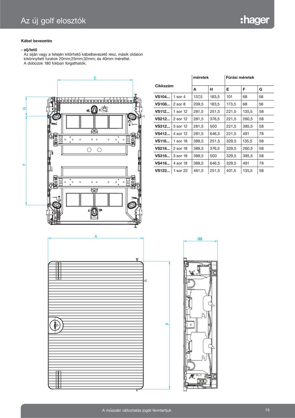 .. 1 sor 12 281,5 251,5 221,5 135,5 58 VS212... 2 sor 12 281,5 376,5 221,5 260,5 58 VS312... 3 sor 12 281,5 500 221,5 385,5 58 VS412... 4 sor 12 281,5 646,5 221,5 491 78 VS118.