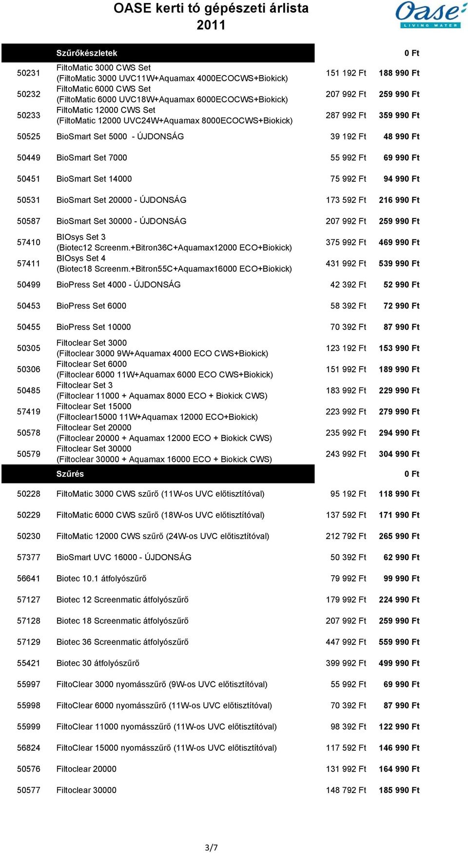 992 Ft 69 99 50451 BioSmart Set 14000 75 992 Ft 94 99 50531 BioSmart Set 20000 - ÚJDONSÁG 173 592 Ft 216 99 50587 BioSmart Set 30000 - ÚJDONSÁG 207 992 Ft 259 99 57410 BIOsys Set 3 (Biotec12 Screenm.