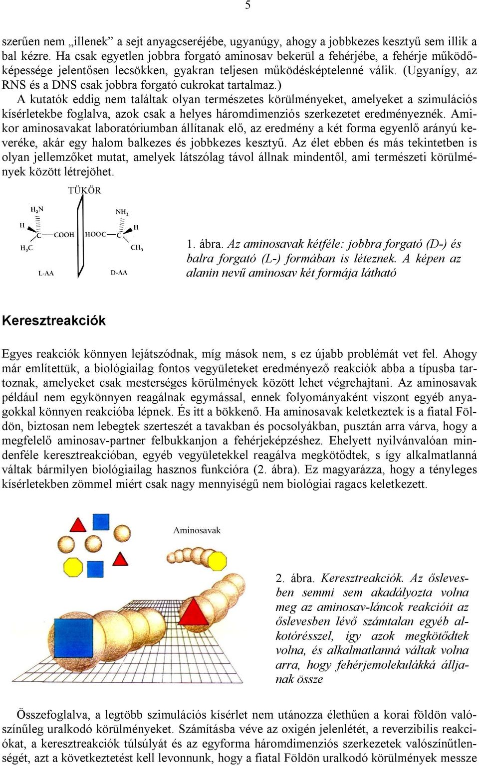 (Ugyanígy, az RNS és a DNS csak jobbra forgató cukrokat tartalmaz.