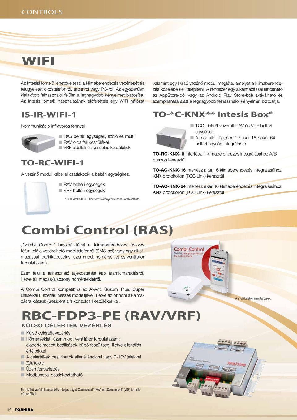 Az IntesisHome használatának előfeltétele egy WIFI hálózat IS-IR-WIFI-1 Kommunikáció infravörös fénnyel TO-RC-WIFI-1 RAS beltéri egységek, szóló és multi RAV oldalfali készülékek VRF oldalfali és