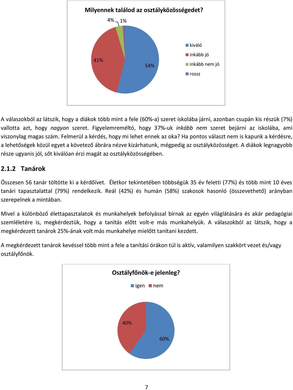 szeret. Figyelemreméltó, hogy 37%-uk inkább nem szeret bejárni az iskolába, ami viszonylag magas szám. Felmerül a kérdés, hogy mi lehet ennek az oka?