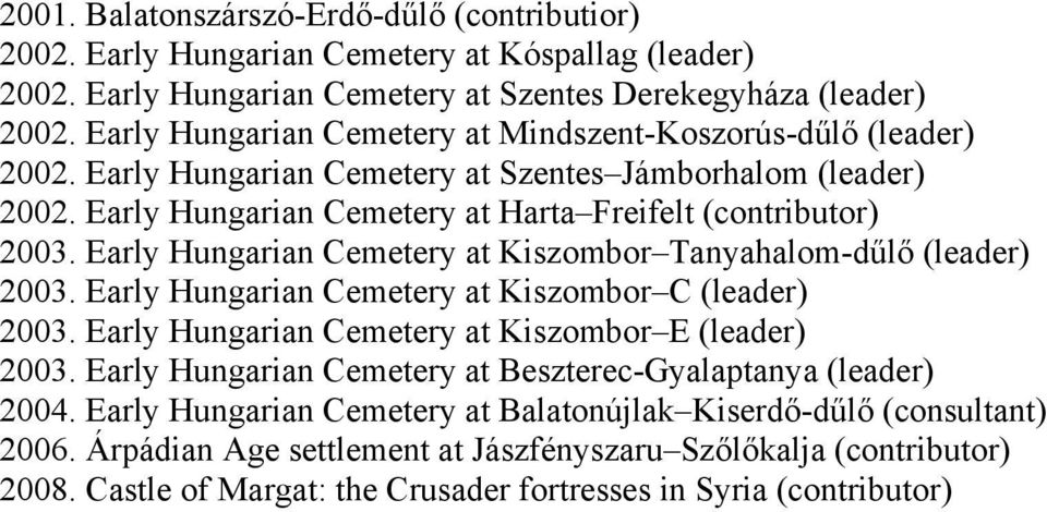 Early Hungarian Cemetery at Kiszombor Tanyahalom-dűlő (leader) 2003. Early Hungarian Cemetery at Kiszombor C (leader) 2003. Early Hungarian Cemetery at Kiszombor E (leader) 2003.