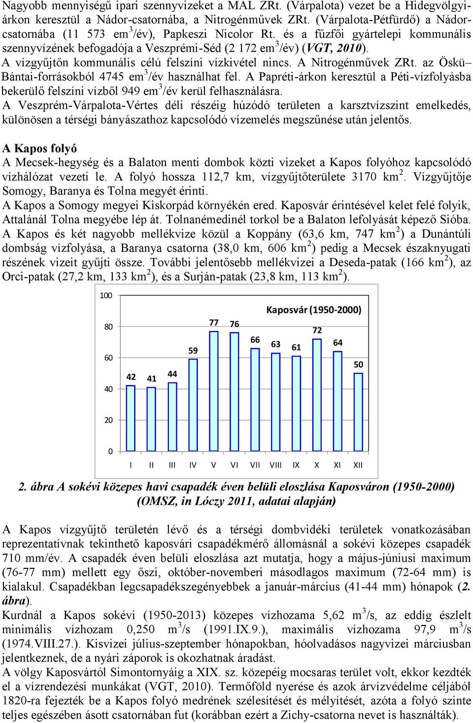 A vízgyűjtőn kommunális célú felszíni vízkivétel nincs. A Nitrogénművek ZRt. az Öskü Bántai-forrásokból 474 em 3 /év használhat fel.