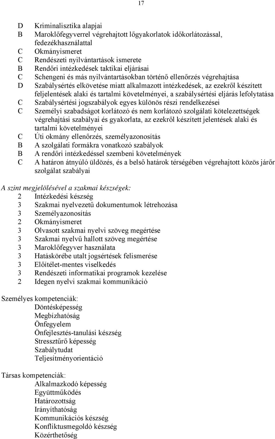 követelményei, a szabálysértési eljárás lefolytatása Szabálysértési jogszabályok egyes különös részi rendelkezései Személyi szabadságot korlátozó és nem korlátozó szolgálati kötelezettségek