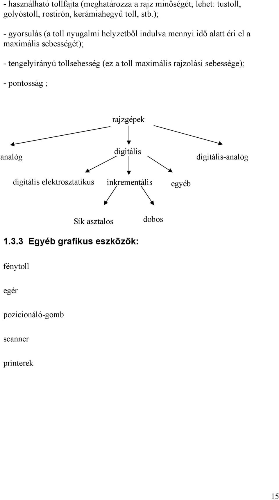 tollsebesség (ez a toll maximális rajzolási sebessége); - pontosság ; rajzgépek analóg digitális digitális-analóg digitális