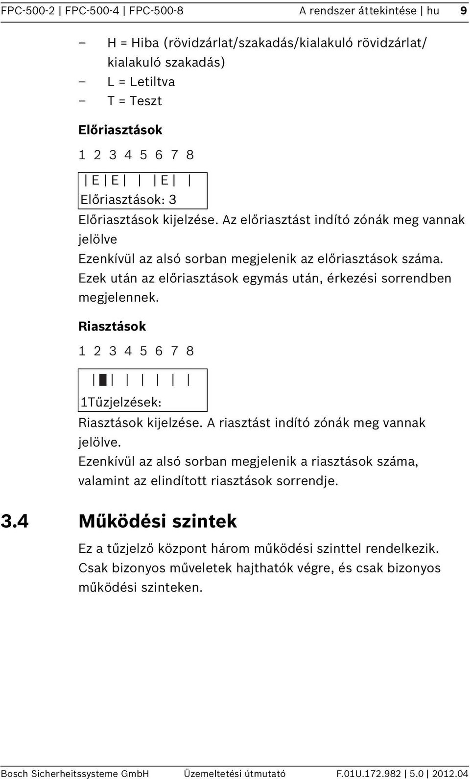 Ezek után az előriasztások egymás után, érkezési sorrendben megjelennek. Riasztások 2 3 4 5 6 7 8? Tűzjelzések: Riasztások kijelzése. A riasztást indító zónák meg vannak jelölve.