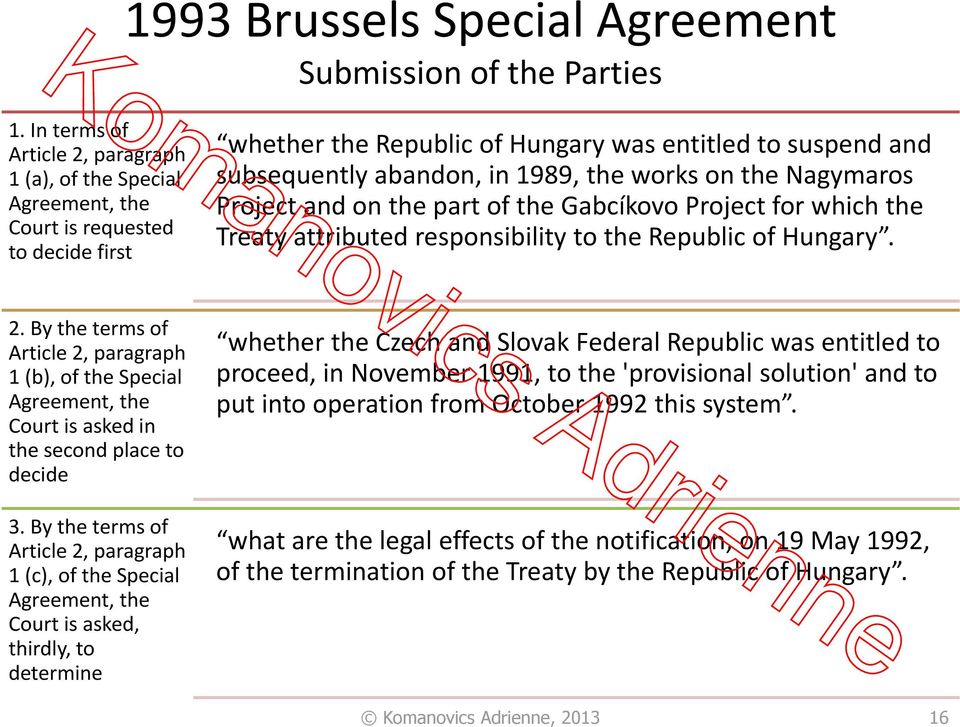 works on the Nagymaros Project and on the part of the Gabcíkovo Project for which the Treaty attributed responsibility to the Republic of Hungary. 2.