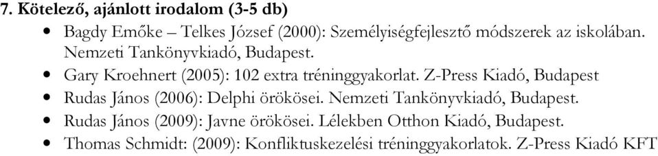 Z-Press Kiadó, Budapest Rudas János (2006): Delphi örökösei. Nemzeti Tankönyvkiadó, Budapest.