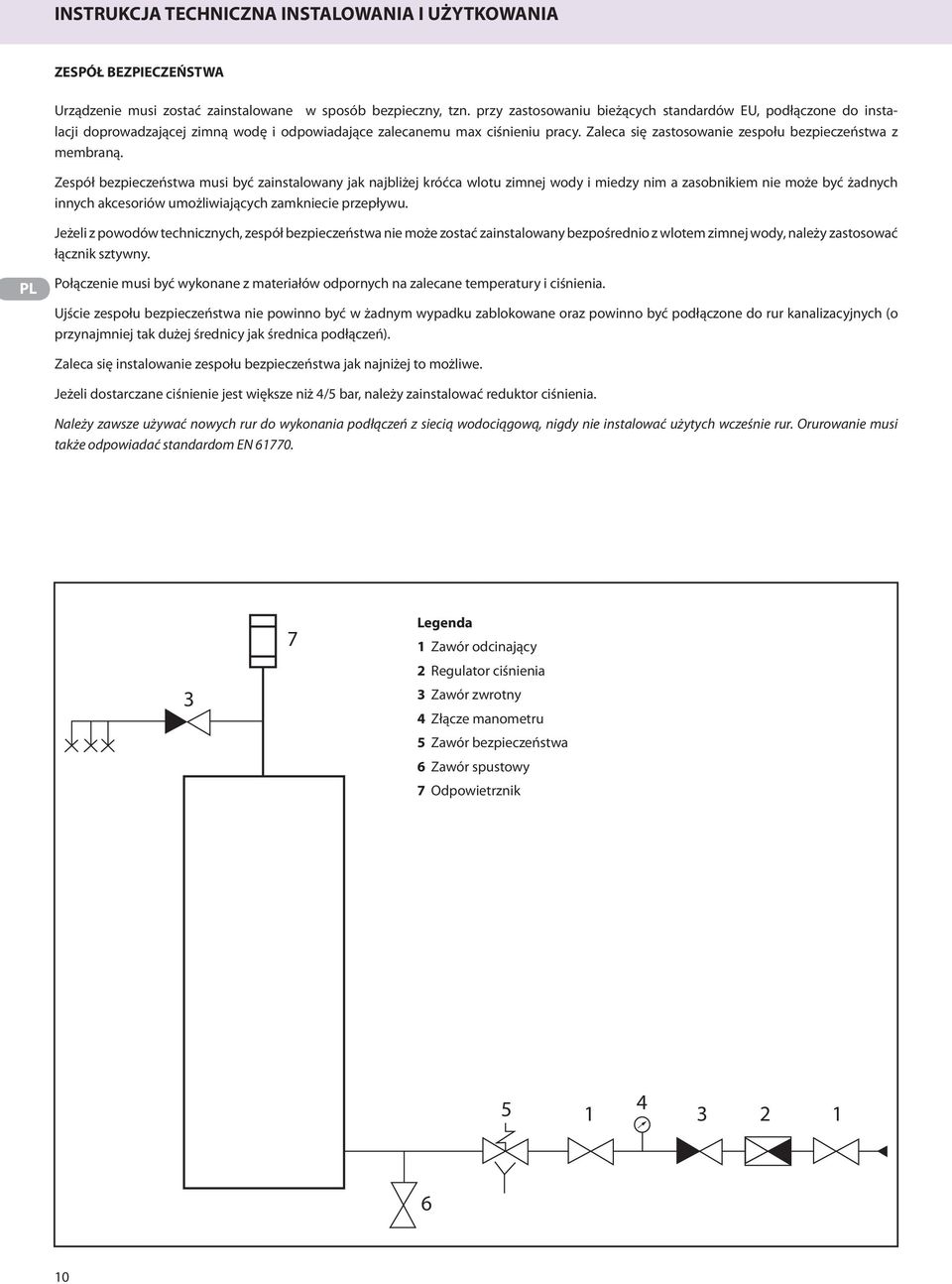 Zaleca się zastosowanie zespołu bezpieczeństwa z membraną.