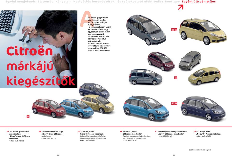 A képen látható modellautók teljes választékát megtalálja a CITROËN márkakereskedésekben.