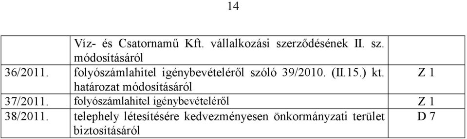 Z 1 határozat módosításáról 37/2011.