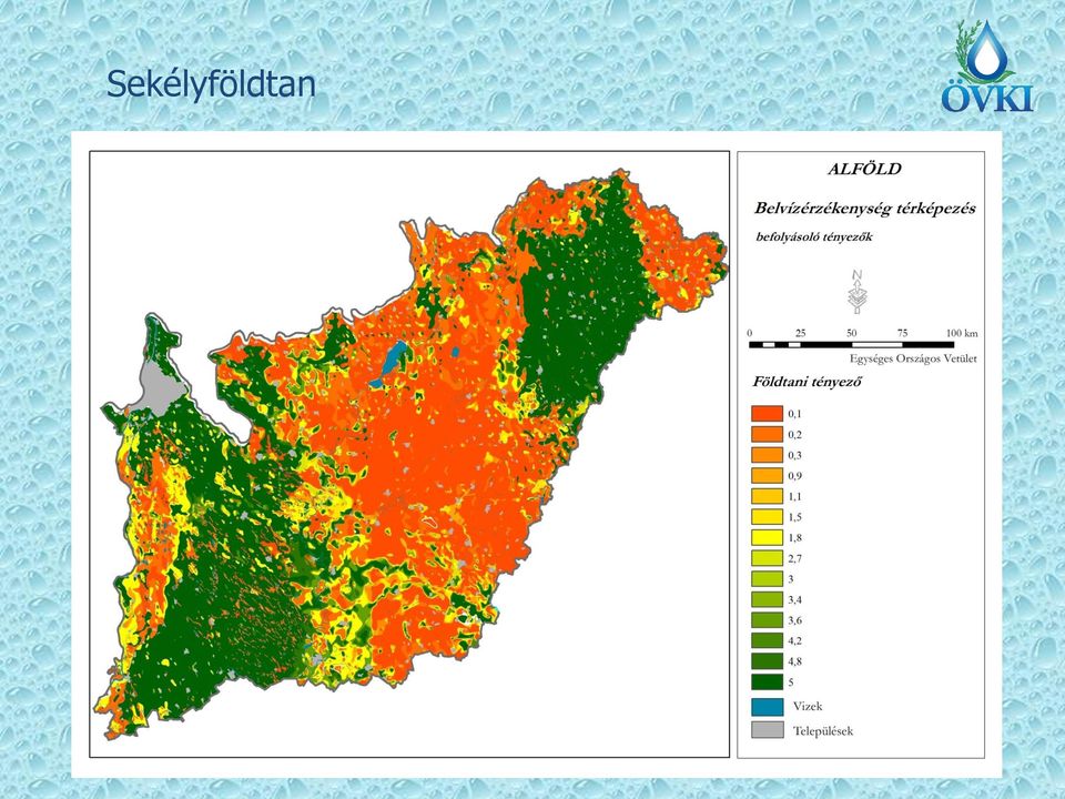 A földtani tényező a legfelső vízzáró réteg felszínhez viszonyított helyzete és vastagsága alapján Vastagság