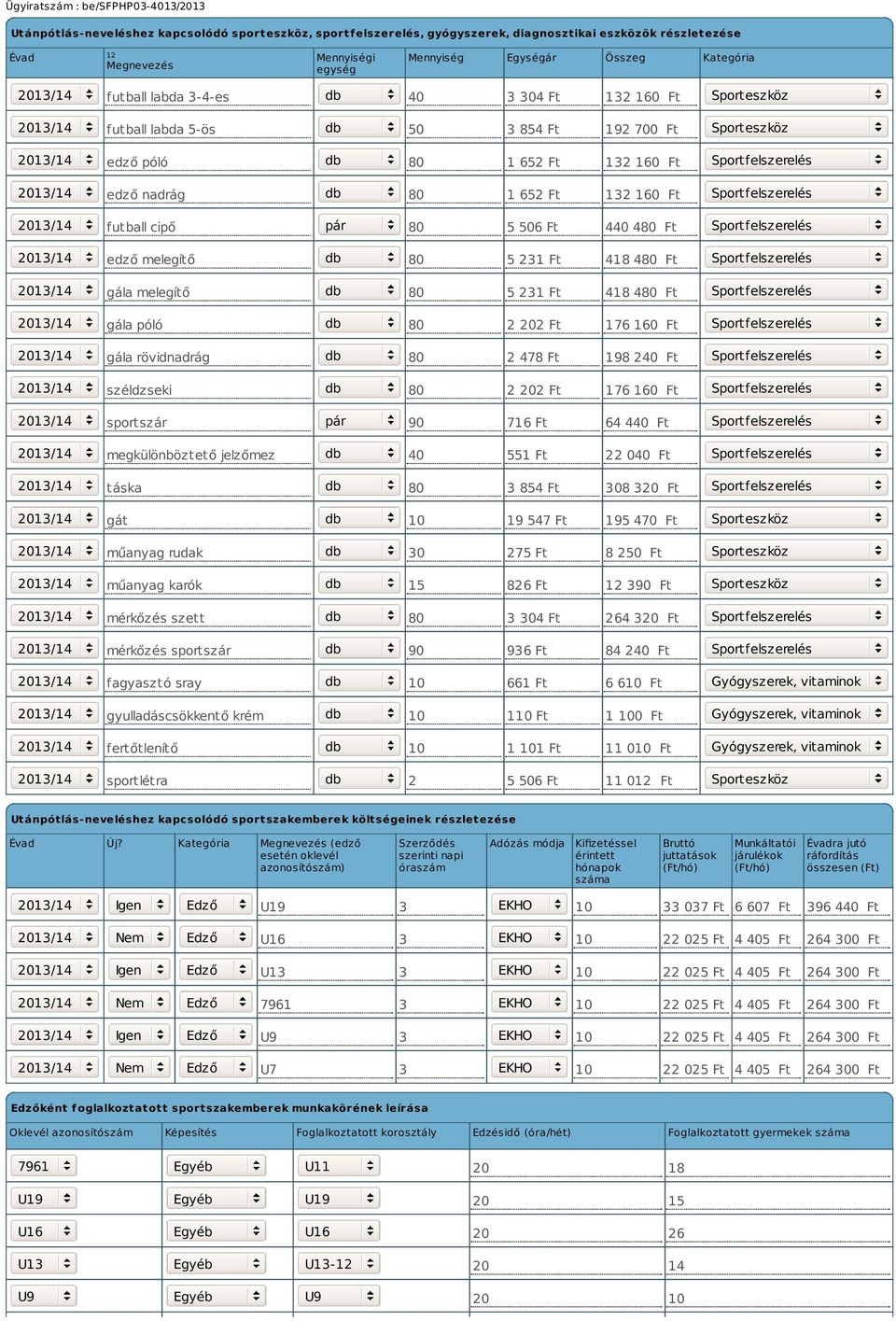 Sportfelszerelés futball cipő pár 80 5 506 Ft 440 480 Ft Sportfelszerelés edző melegítő db 80 5 231 Ft 418 480 Ft Sportfelszerelés gála melegítő db 80 5 231 Ft 418 480 Ft Sportfelszerelés gála póló