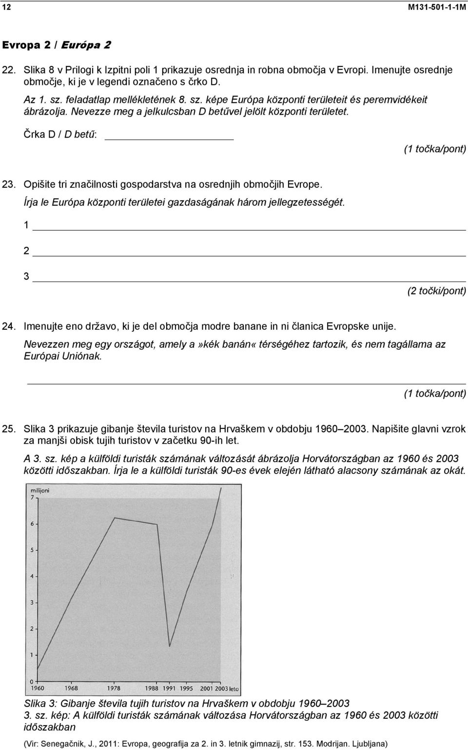 Opišite tri značilnosti gospodarstva na osrednjih območjih Evrope. Írja le Európa központi területei gazdaságának három jellegzetességét. 1 2 3 24.