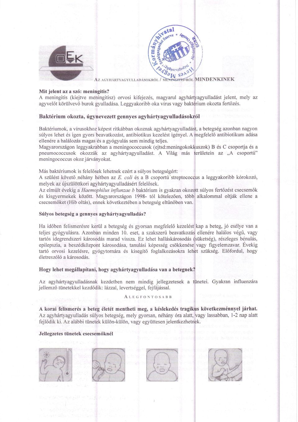 Bakt6 riu m okozta,,ri gyn evezett gen nyes agyhirty agyu llad 6 s o kr6 Baktdriumok, a virusokhoz kdpest ritk6bban okoznak agyhlrtyagyulladiist, a betegs6g azonban nagyon srilyos lehet ds igen gyors