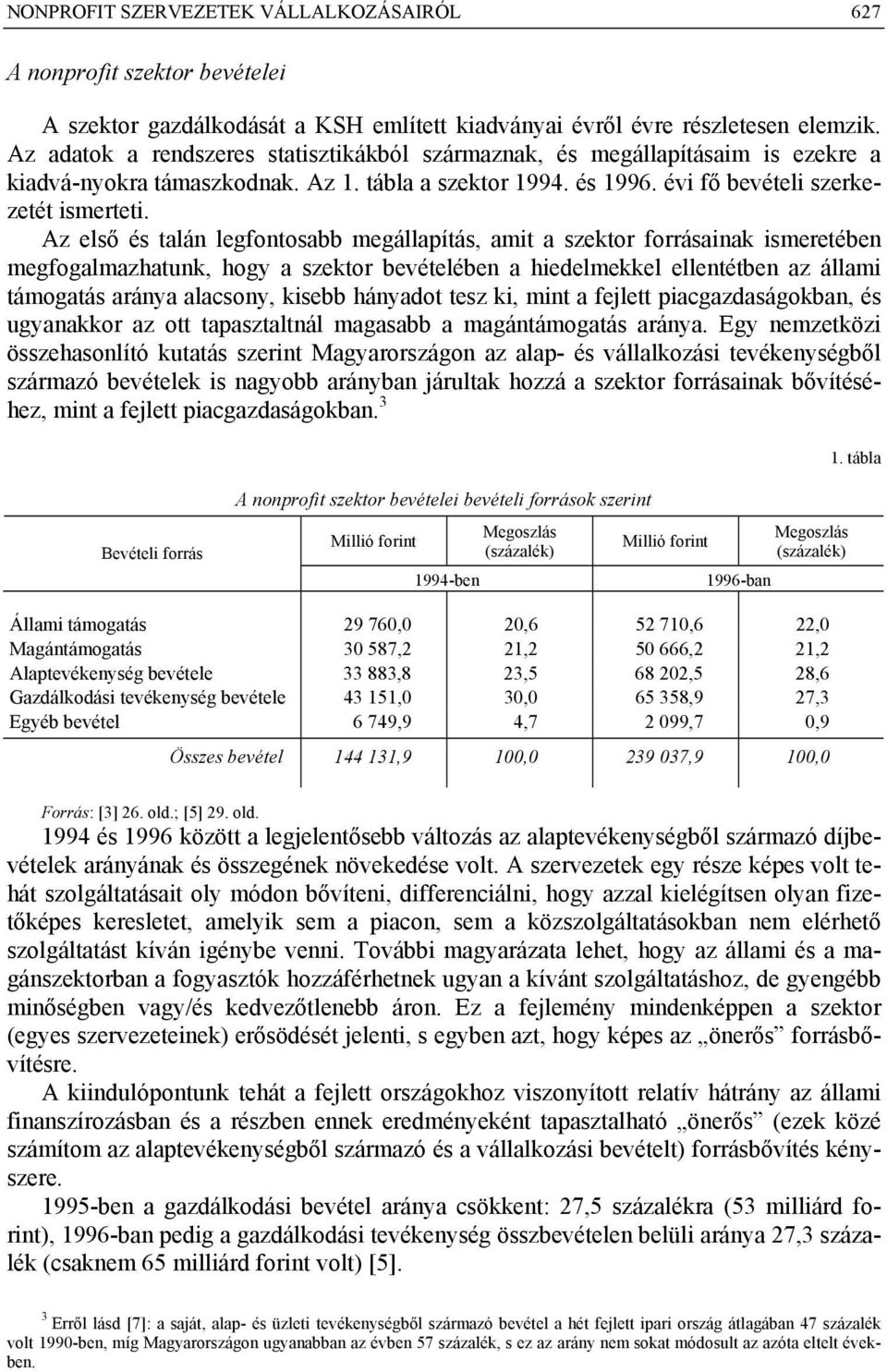 Az első és talán legfontosabb megállapítás, amit a szektor forrásainak ismeretében megfogalmazhatunk, hogy a szektor bevételében a hiedelmekkel ellentétben az állami támogatás aránya alacsony, kisebb