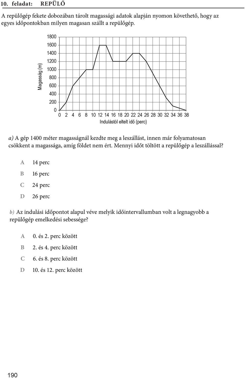 leszállást, innen már folyamatosan csökkent a magassága, amíg földet nem ért. Mennyi időt töltött a repülőgép a leszállással?