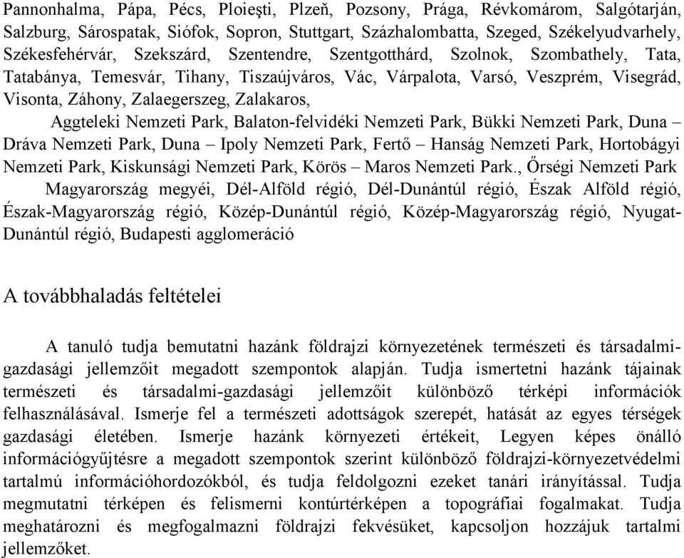 Aggteleki Nemzeti Park, Balaton-felvidéki Nemzeti Park, Bükki Nemzeti Park, Duna Dráva Nemzeti Park, Duna Ipoly Nemzeti Park, Fertő Hanság Nemzeti Park, Hortobágyi Nemzeti Park, Kiskunsági Nemzeti