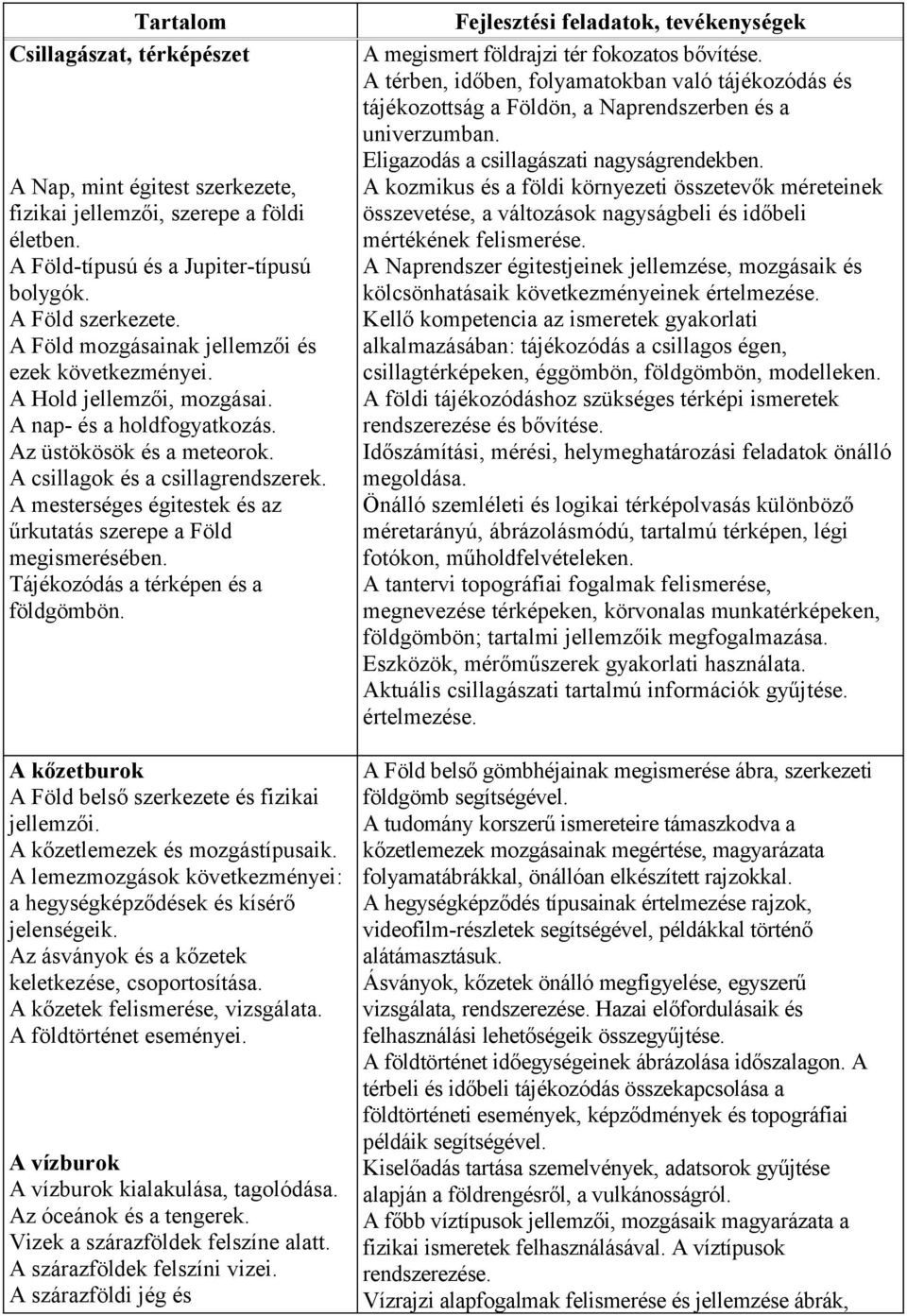 A mesterséges égitestek és az űrkutatás szerepe a Föld megismerésében. Tájékozódás a térképen és a földgömbön. A kőzetburok A Föld belső szerkezete és fizikai jellemzői.