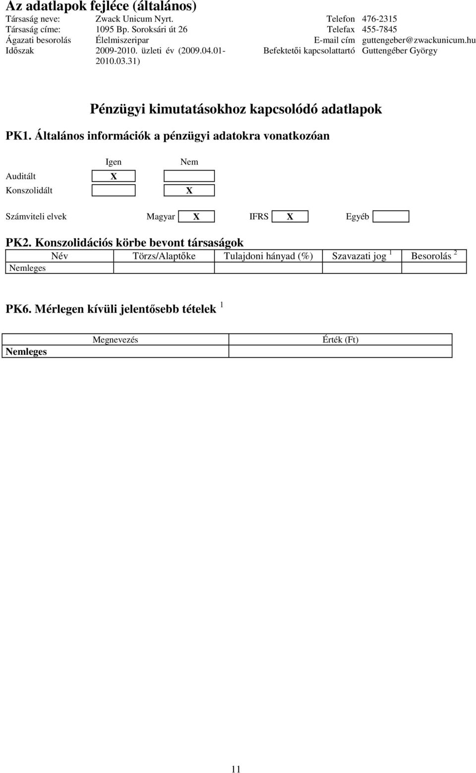 Számviteli elvek Magyar X IFRS X Egyéb PK2.