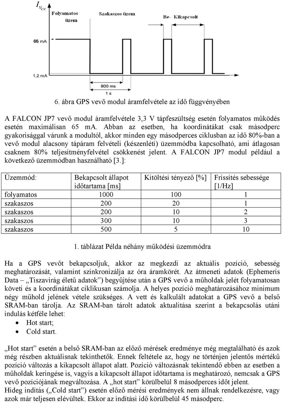 kapcsolható, ami átlagosan csaknem 80% teljesítményfelvétel csökkenést jelent. A FALCON JP7 modul például a következő üzemmódban használható [3.