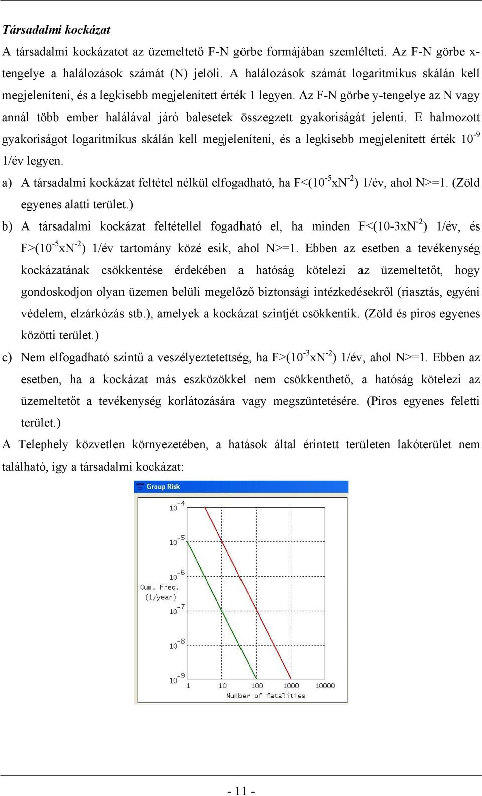 Az F-N görbe y-tengelye az N vagy annál több ember halálával járó balesetek összegzett gyakoriságát jelenti.