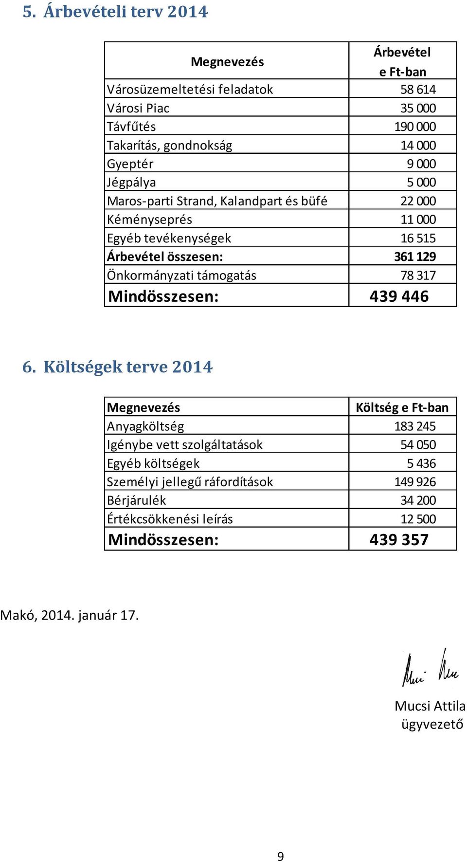 Önkormányzati támogatás 78 317 Mindösszesen: 439 446 6.